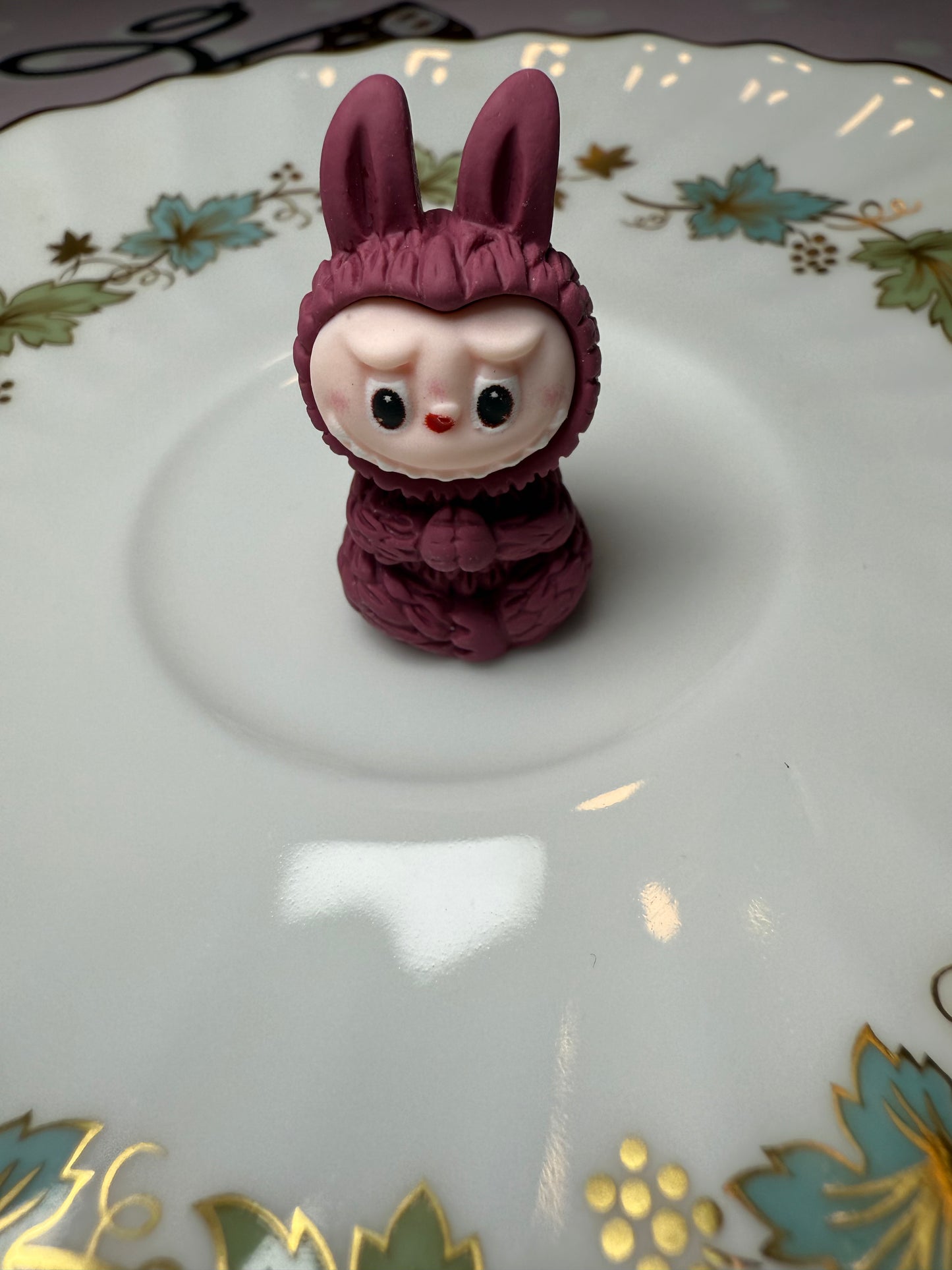Maroon Sitting Labubu