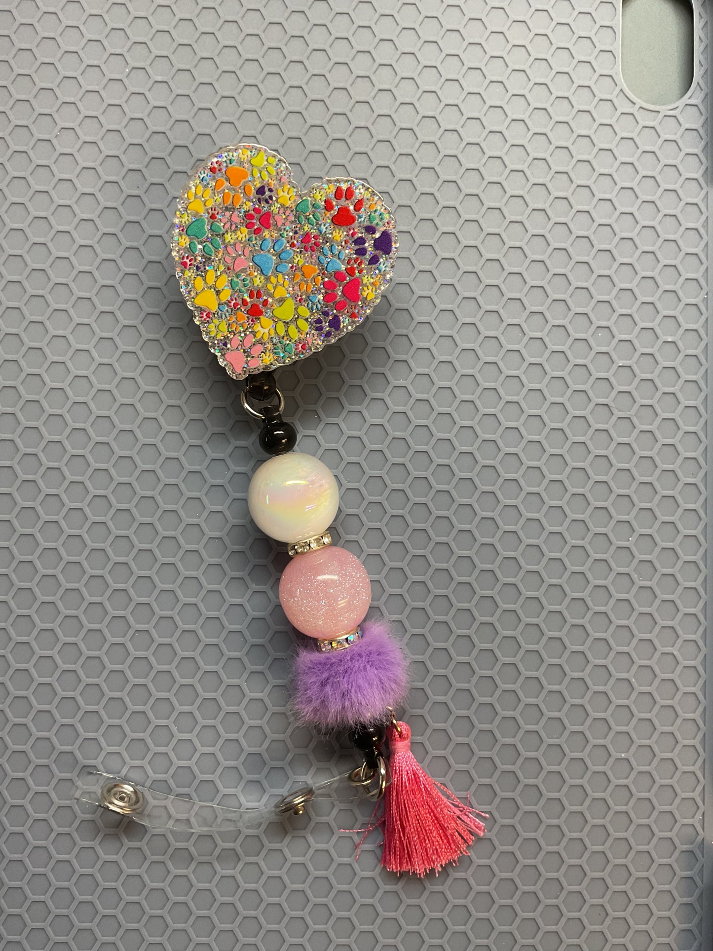 Paw print acrylic badge reel