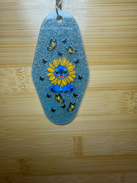 Stitch Sunflower Hotel Keychain